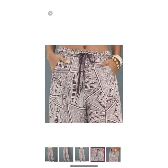 Anthropologie Size Small Printed Harem Pants Cream Aztec Tribal Oversized - Picture 3 of 15